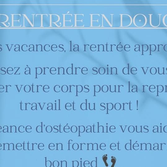 Visuel « Rentrée en douceur » sur fond bleu